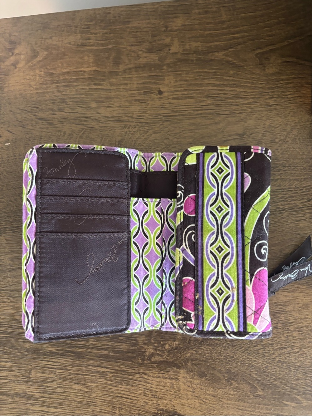 Vera Bradley Purple Green Black Quilted Pattern Wallet